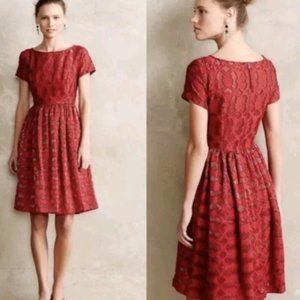 Anthropologie Moulinette Soeurs Red Rubies Lace Dr